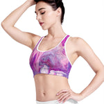 Purple Liquid Marble Print Women's Sports Bra