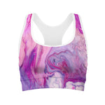 Purple Liquid Marble Print Women's Sports Bra
