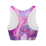 Purple Liquid Marble Print Women's Sports Bra