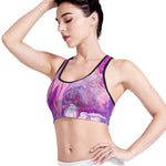 Purple Liquid Marble Print Women's Sports Bra