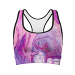Purple Liquid Marble Print Women's Sports Bra