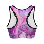 Purple Liquid Marble Print Women's Sports Bra