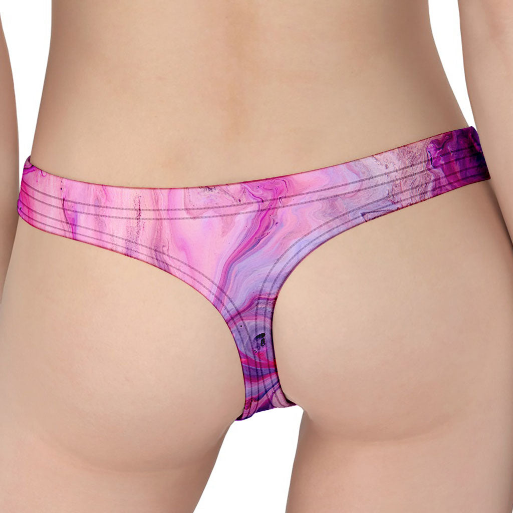 Purple Liquid Marble Print Women's Thong