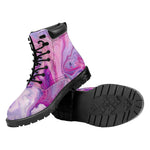 Purple Liquid Marble Print Work Boots