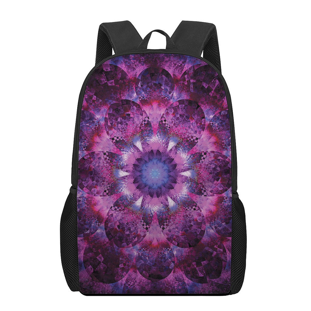 Purple Mandala Flower Print 17 Inch Backpack