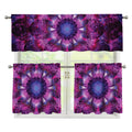 Purple Mandala Flower Print 3 Piece Kitchen Curtains