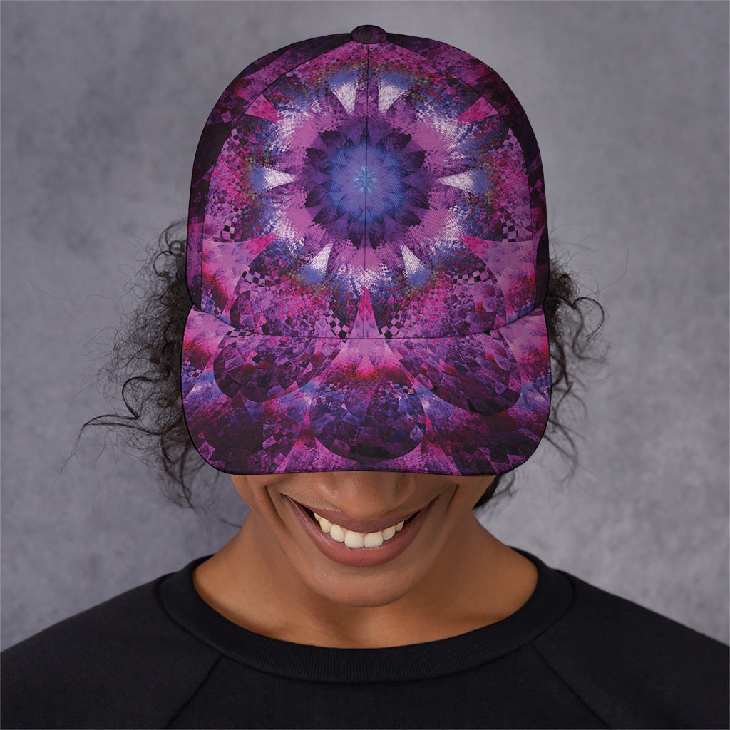 Purple Mandala Flower Print Baseball Cap