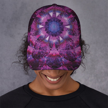 Purple Mandala Flower Print Baseball Cap