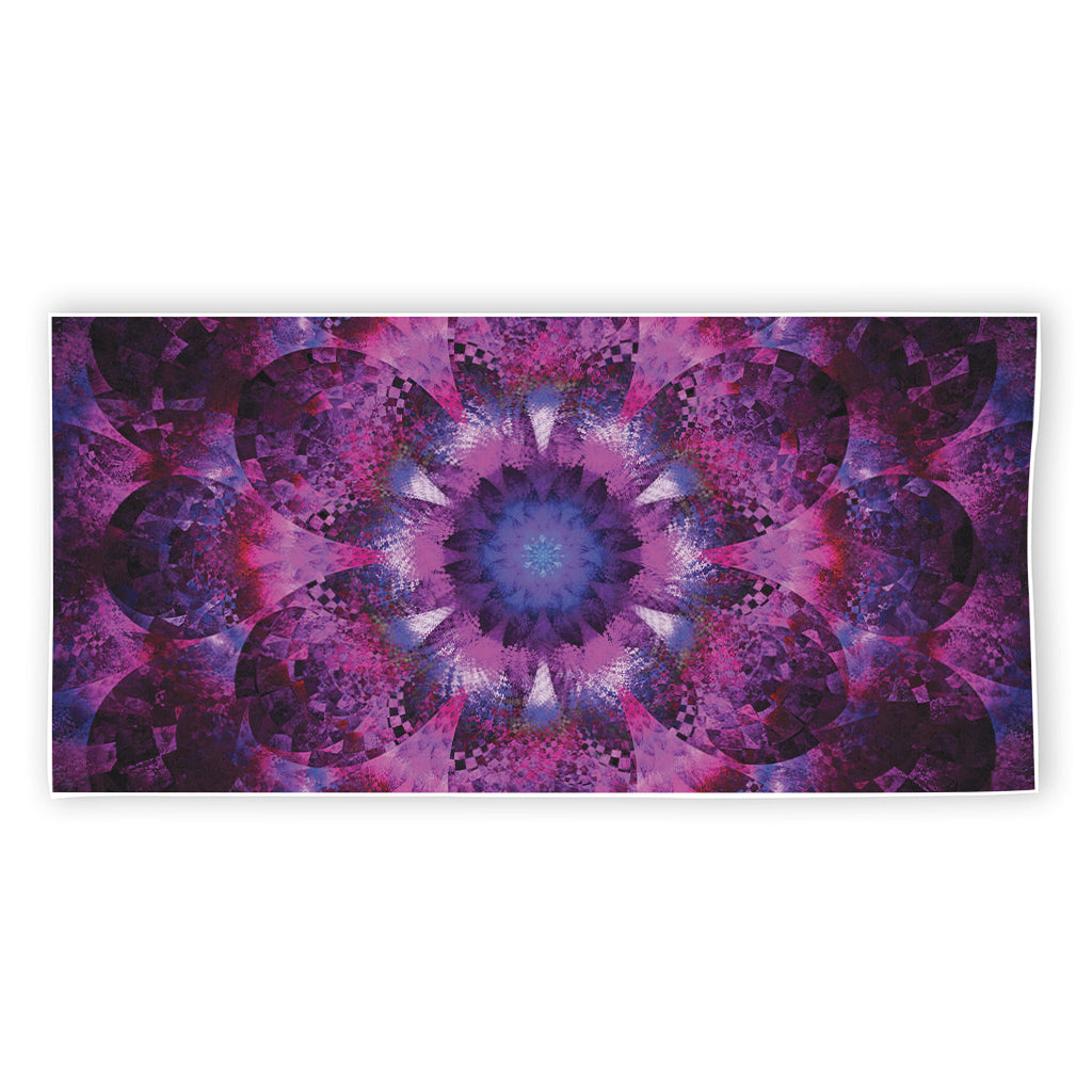 Purple Mandala Flower Print Beach Towel