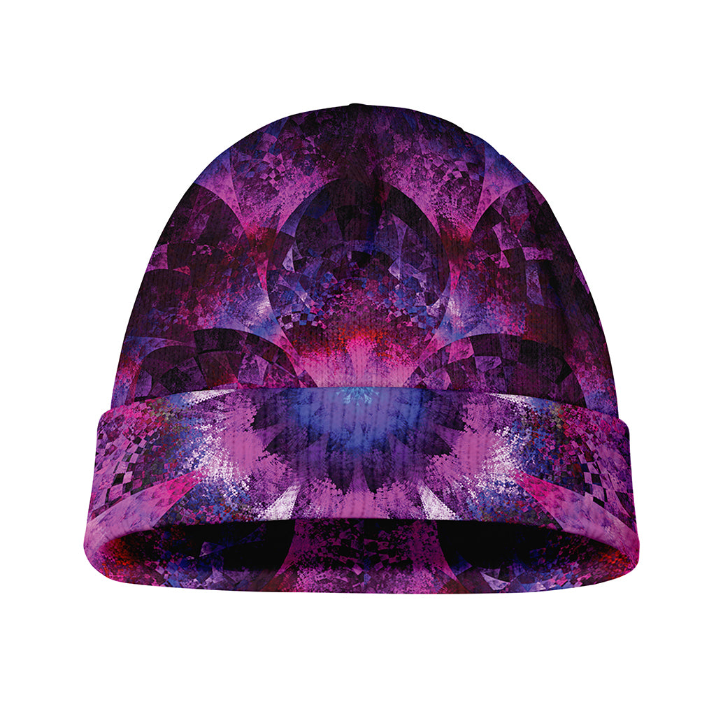 Purple Mandala Flower Print Beanie