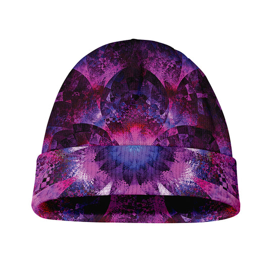 Purple Mandala Flower Print Beanie