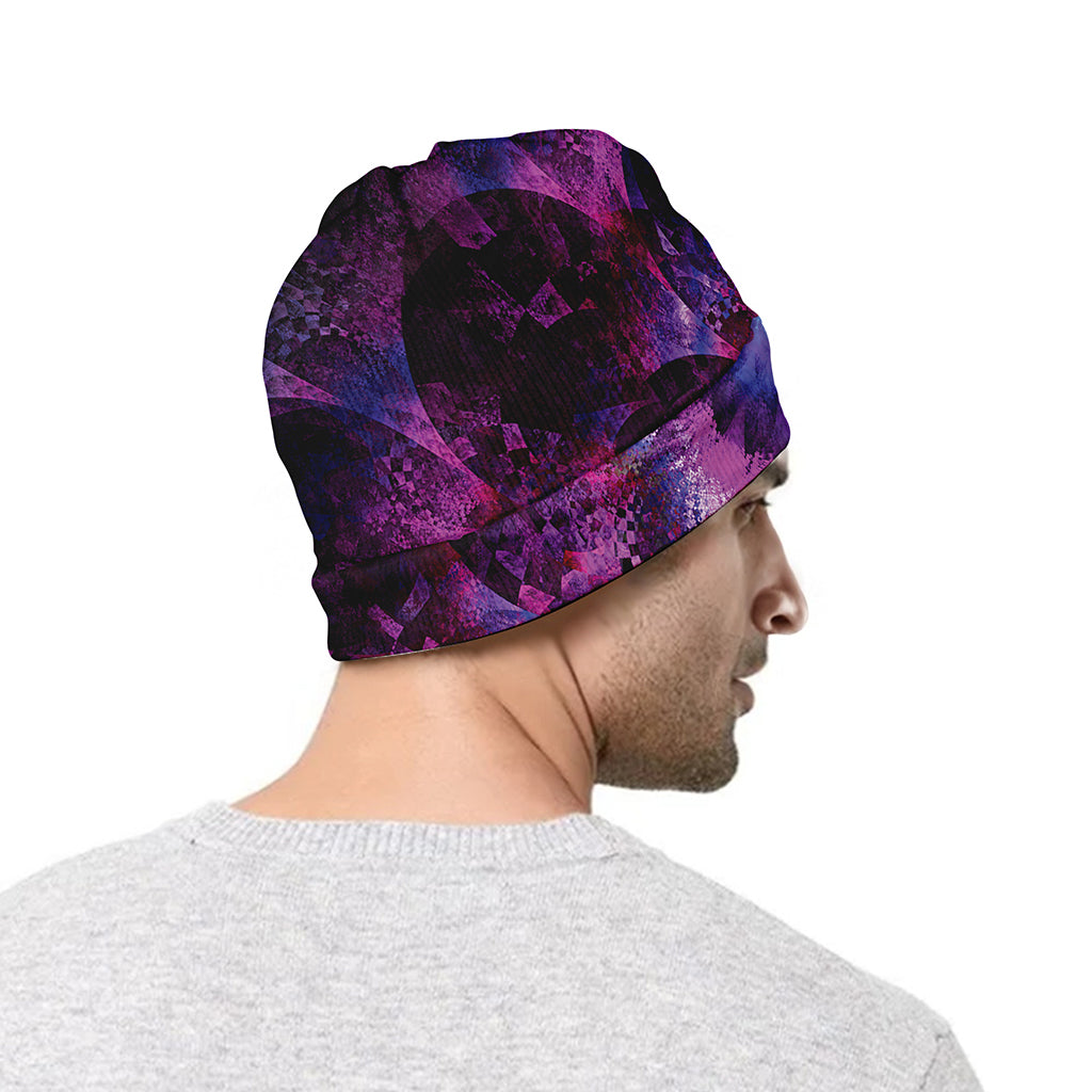 Purple Mandala Flower Print Beanie