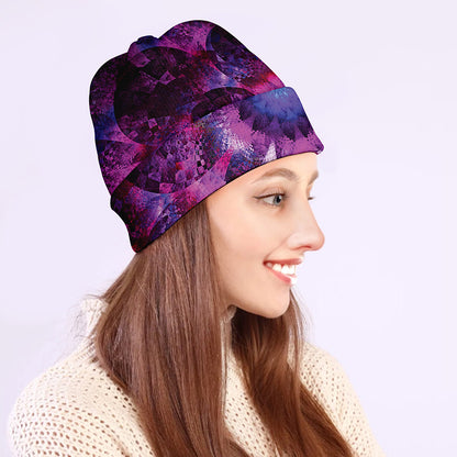 Purple Mandala Flower Print Beanie