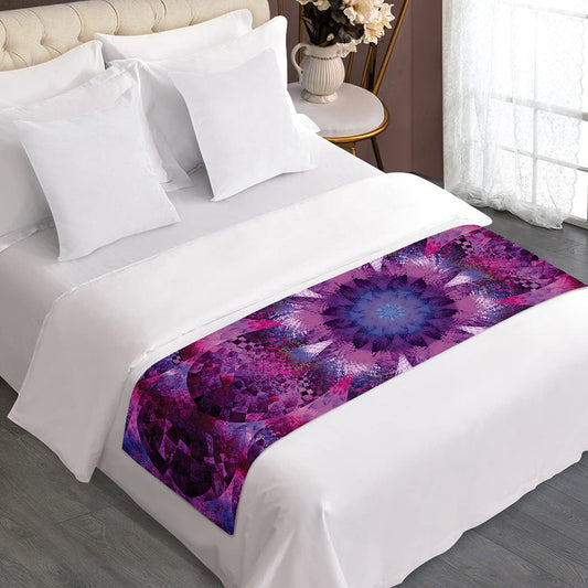 Purple Mandala Flower Print Bed Runner