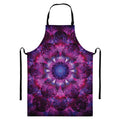 Purple Mandala Flower Print Bib Apron With Pocket