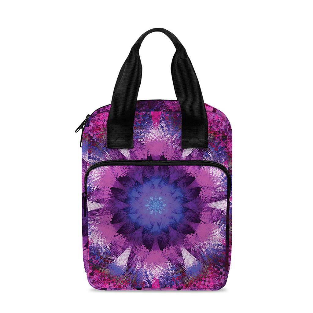 Purple Mandala Flower Print Bible Tote Bag