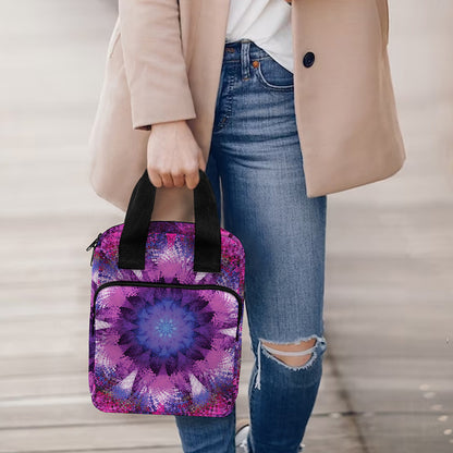 Purple Mandala Flower Print Bible Tote Bag