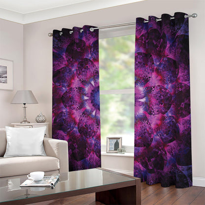 Purple Mandala Flower Print Blackout Grommet Curtains