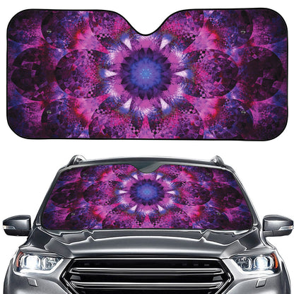 Purple Mandala Flower Print Car Windshield Sun Shade
