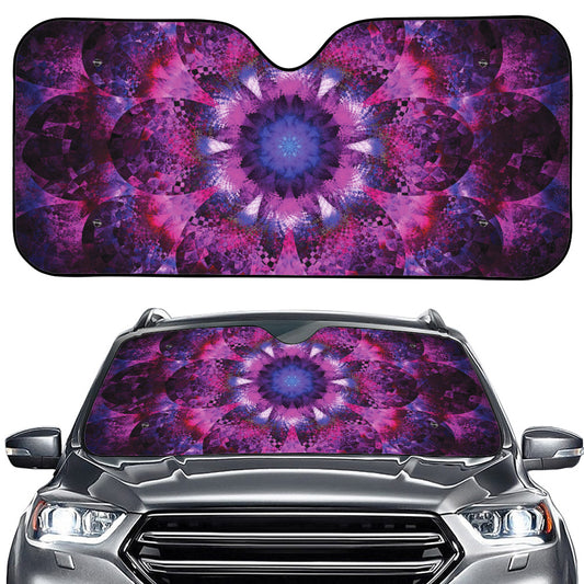 Purple Mandala Flower Print Car Windshield Sun Shade