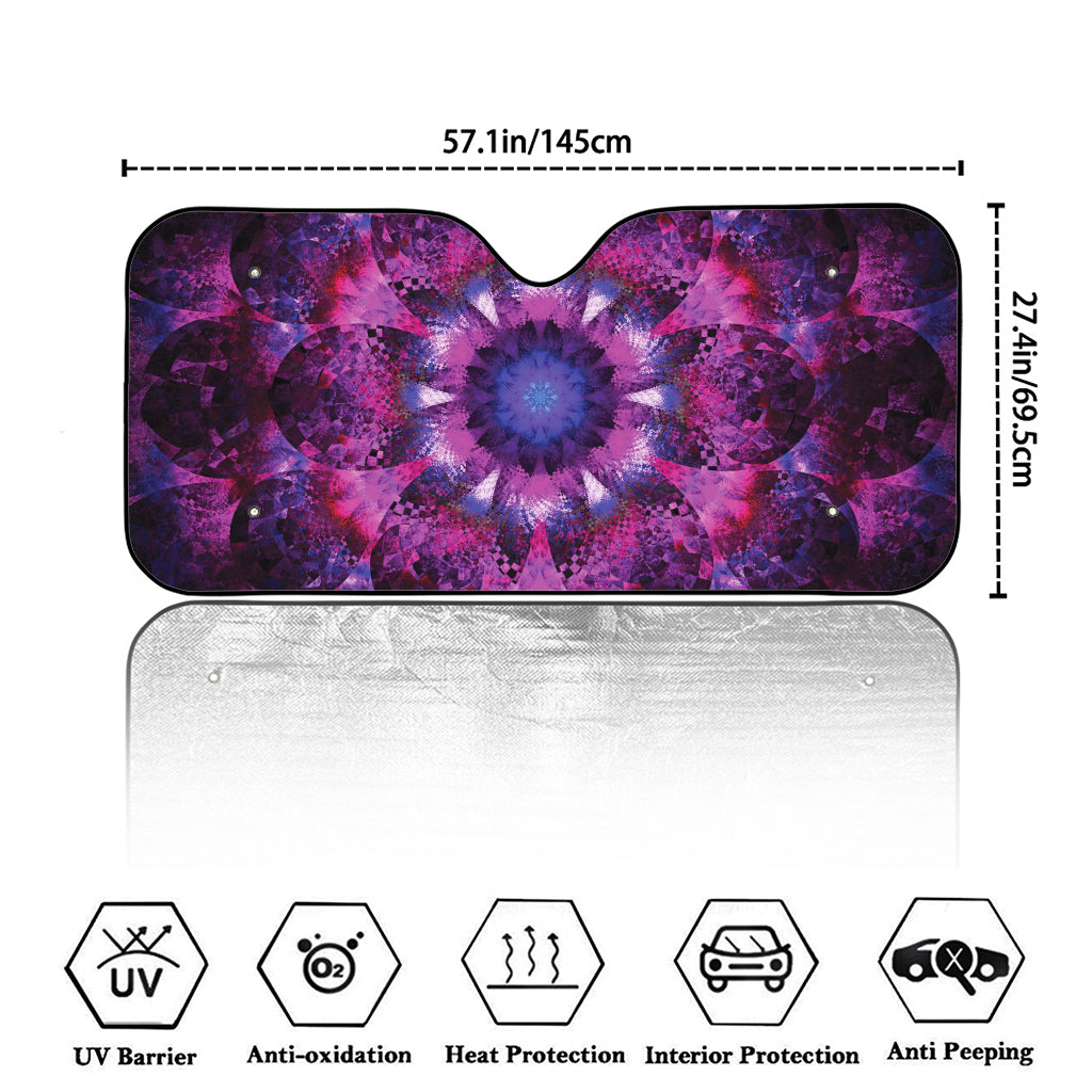 Purple Mandala Flower Print Car Windshield Sun Shade