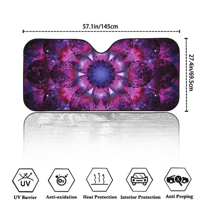 Purple Mandala Flower Print Car Windshield Sun Shade