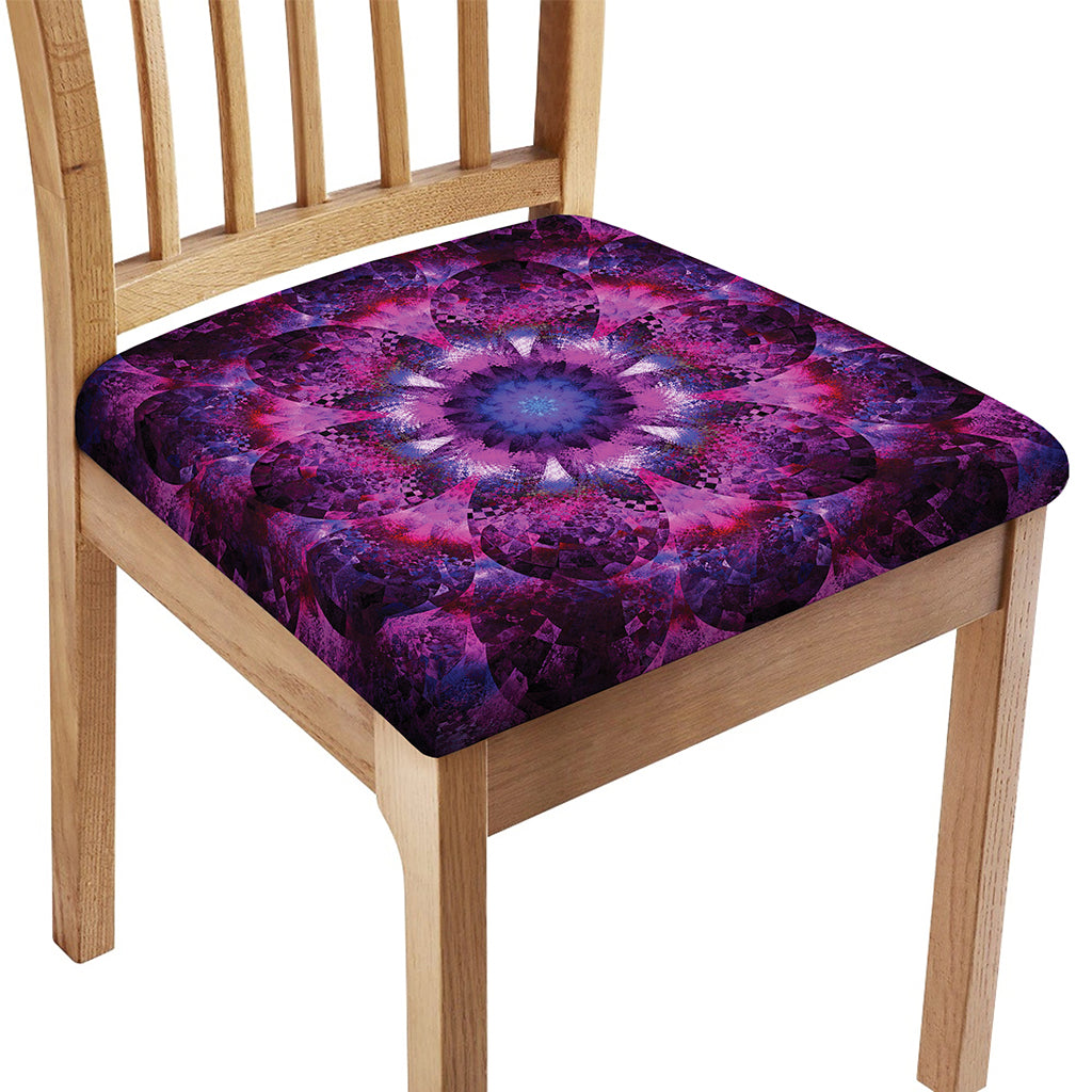 Purple Mandala Flower Print Chair Cushion Cover