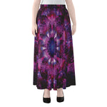 Purple Mandala Flower Print Chiffon Maxi Skirt