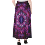 Purple Mandala Flower Print Chiffon Maxi Skirt