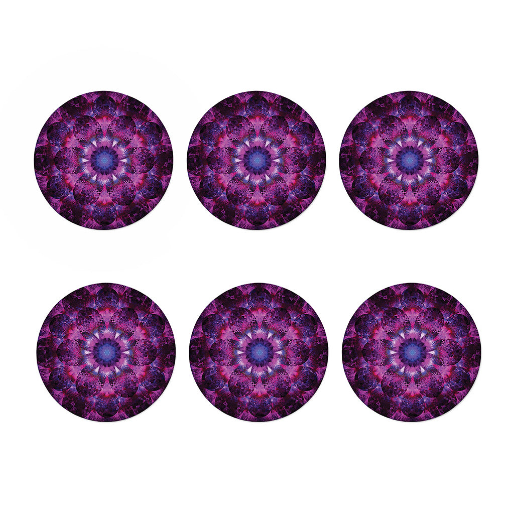 Purple Mandala Flower Print Coaster Set