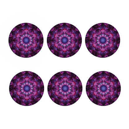 Purple Mandala Flower Print Coaster Set