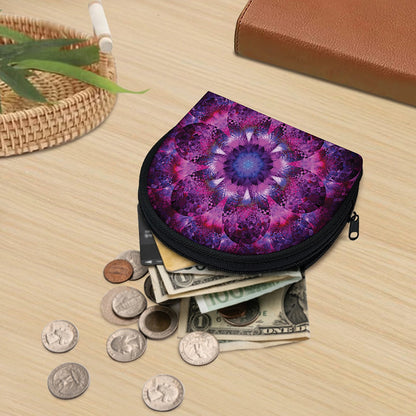 Purple Mandala Flower Print Coin Purse