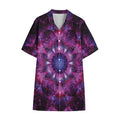 Purple Mandala Flower Print Cotton Hawaiian Shirt