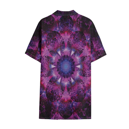 Purple Mandala Flower Print Cotton Hawaiian Shirt