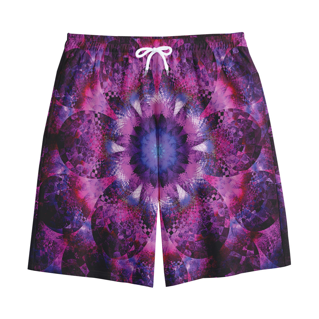 Purple Mandala Flower Print Cotton Shorts