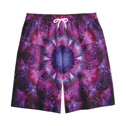 Purple Mandala Flower Print Cotton Shorts