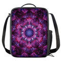 Purple Mandala Flower Print Crossbody Lunch Bag