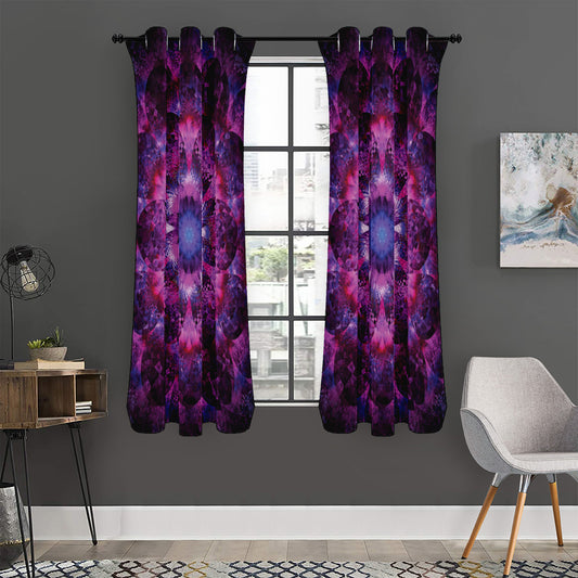 Purple Mandala Flower Print Curtain