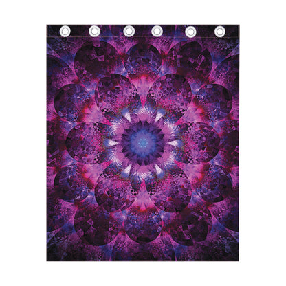 Purple Mandala Flower Print Curtain