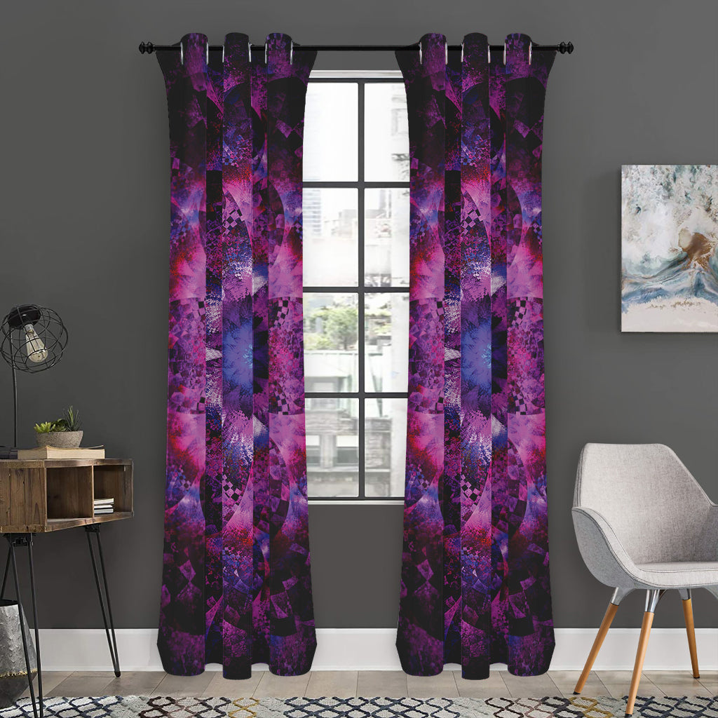 Purple Mandala Flower Print Curtain