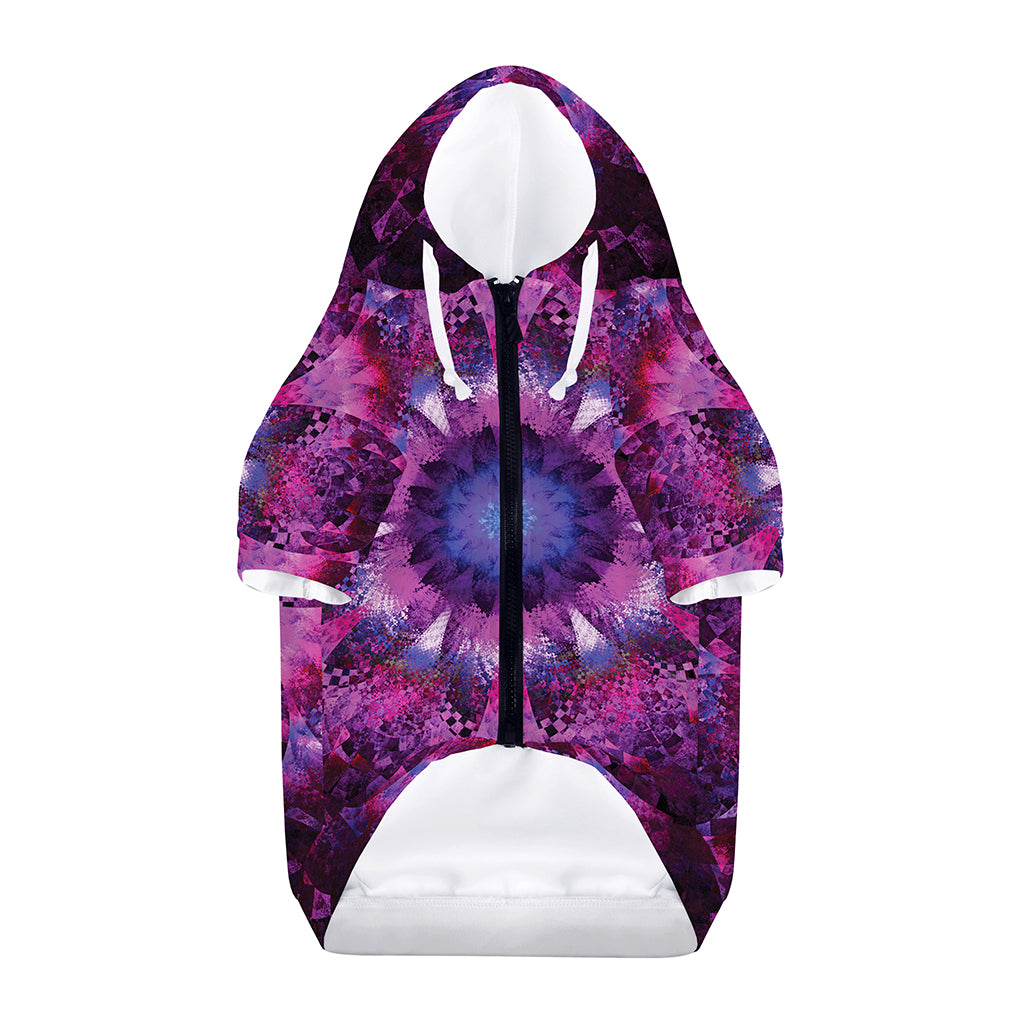 Purple Mandala Flower Print Dog Zip Up Hoodie