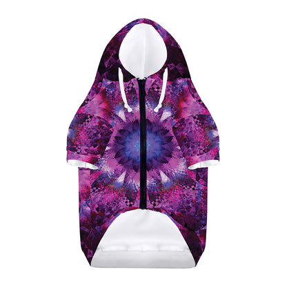 Purple Mandala Flower Print Dog Zip Up Hoodie