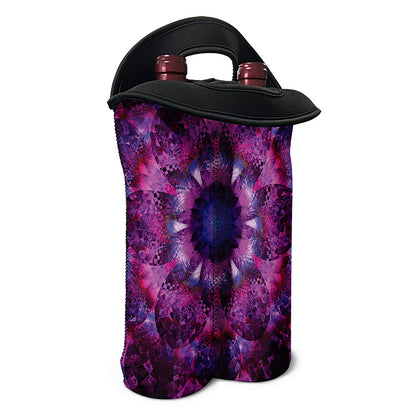Purple Mandala Flower Print Double Neoprene Wine Tote