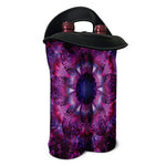 Purple Mandala Flower Print Double Neoprene Wine Tote