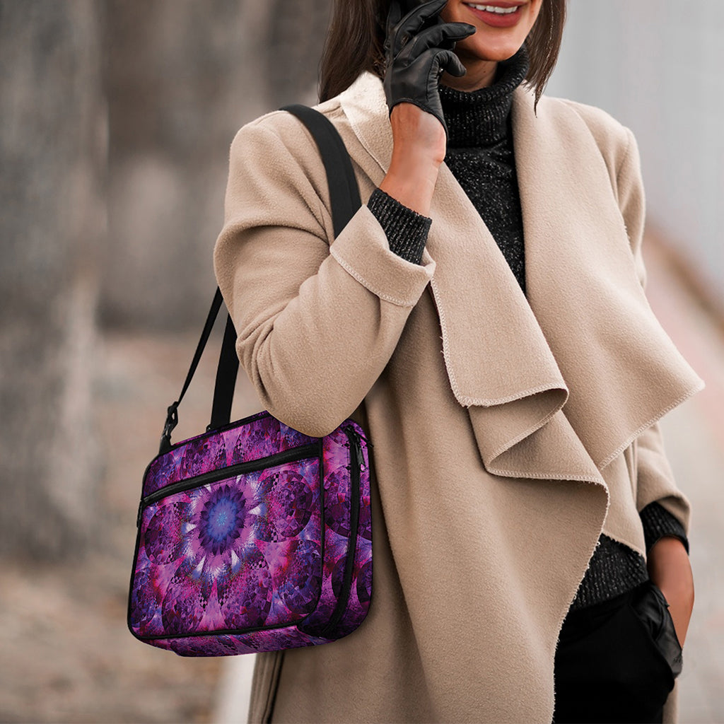 Purple Mandala Flower Print Double Strap Bible Bag