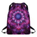Purple Mandala Flower Print Drawstring Backpack