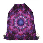 Purple Mandala Flower Print Drawstring Bag