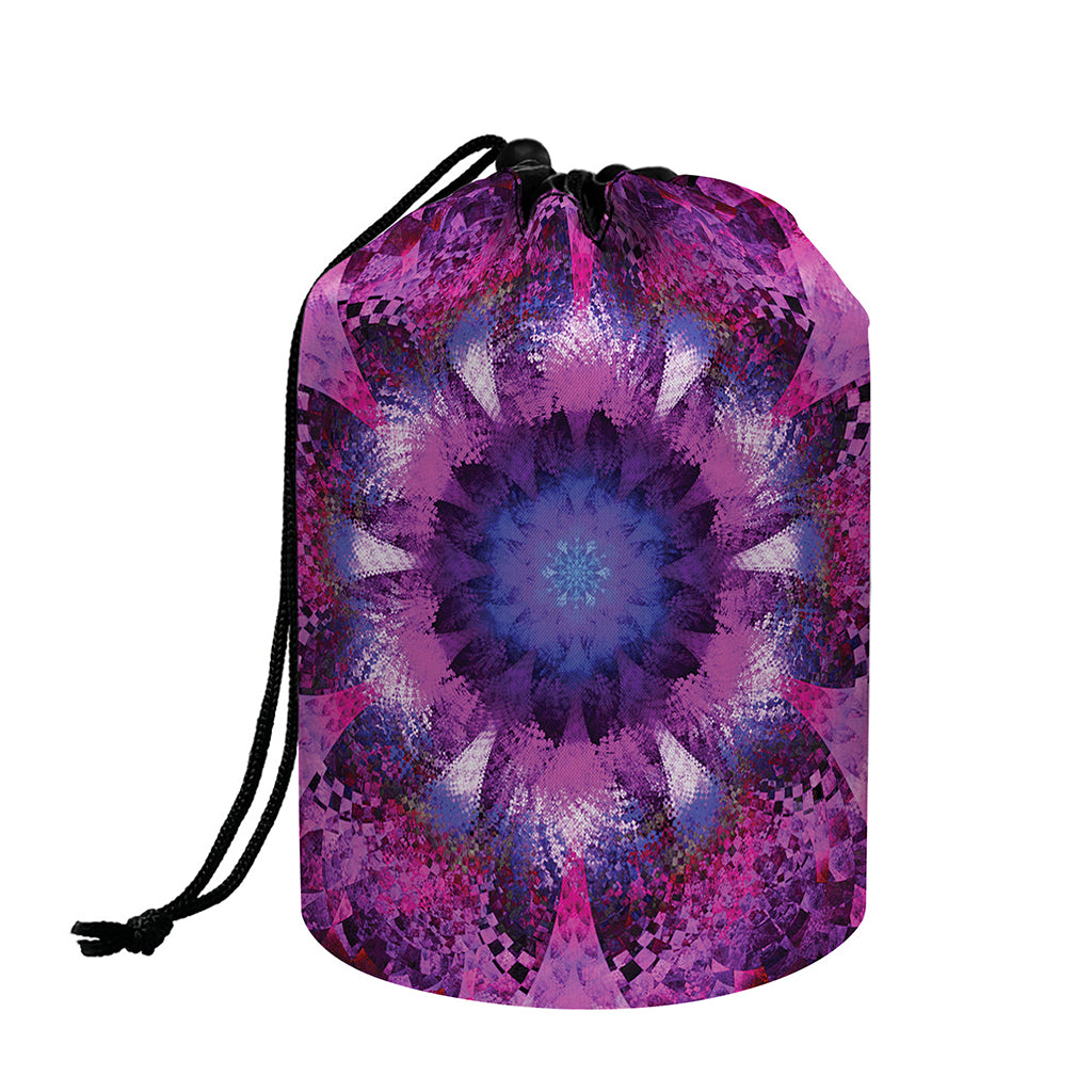 Purple Mandala Flower Print Drawstring Makeup Bag
