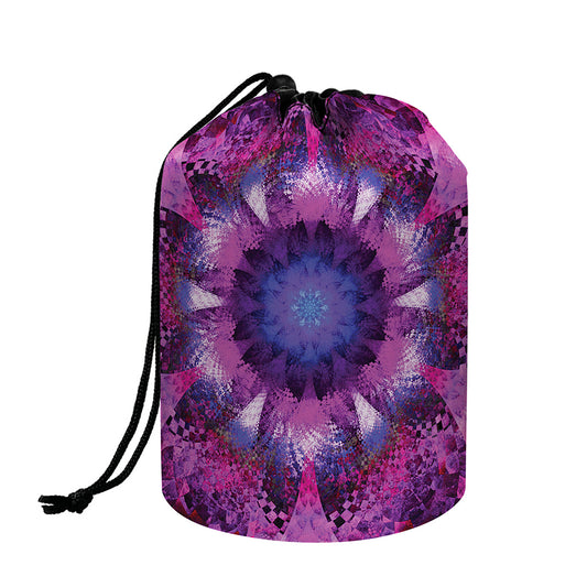 Purple Mandala Flower Print Drawstring Makeup Bag