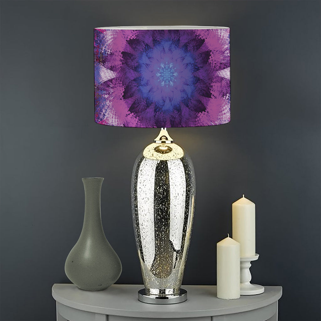 Purple Mandala Flower Print Drum Lamp Shade